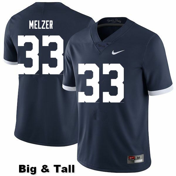 NCAA Nike Men's Penn State Nittany Lions Corey Melzer #33 College Football Authentic Throwback Big & Tall Navy Stitched Jersey JRQ1298AK